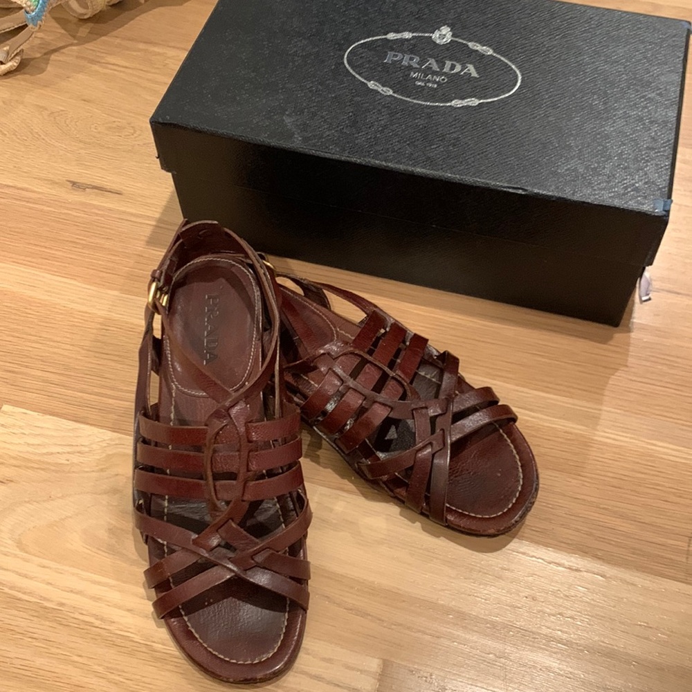 VGUC Prada Brown Gladiator Sandals, 37